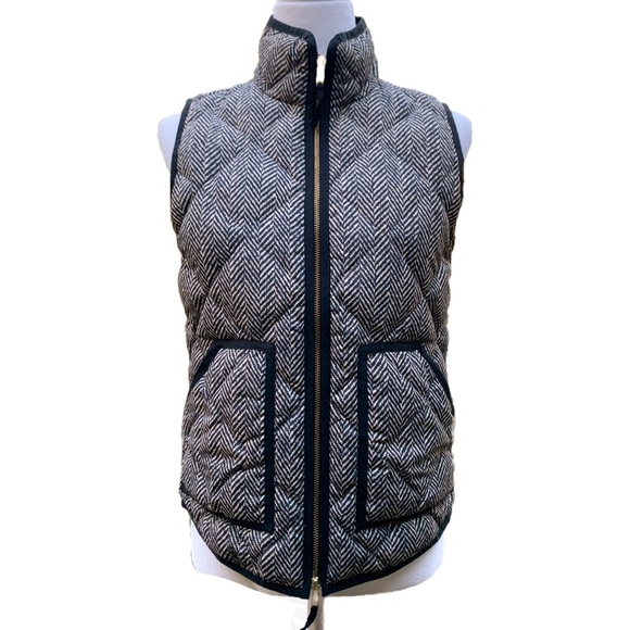J. Crew Down Puffer Vest XS Black Tan - Picture 3 of 12